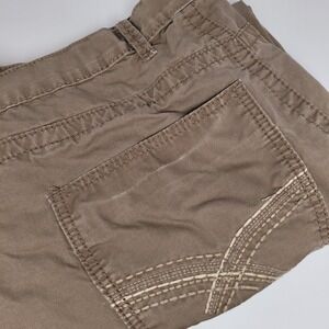BKE Tyler Pants Mens 42L Brown Excellent Straight Leg Cotton Heavy Stitch Khaki